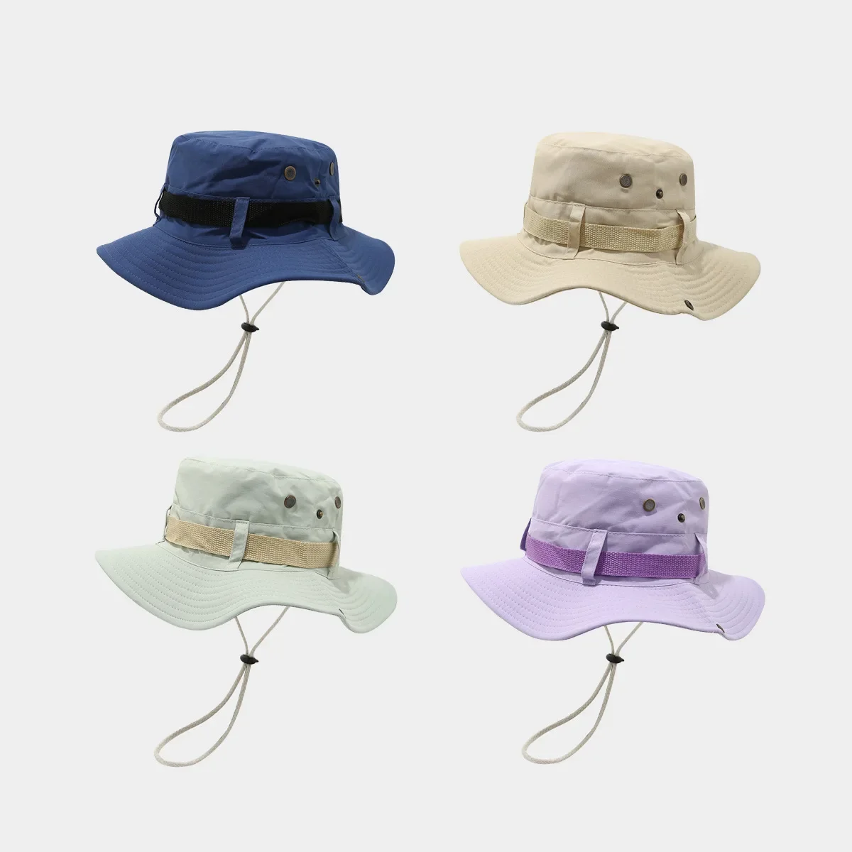 Customized Logo Print New Drawstring Wide Brim Bucket Hat Men Women Summer Breathable Outdoor Surfing Mountaineering Sun Hat