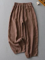 Retro Japanese Sle High Waist Loose Cotton Linen Harem Pants Women's Spring Summer Casual Nine Point Carrot Pants 2