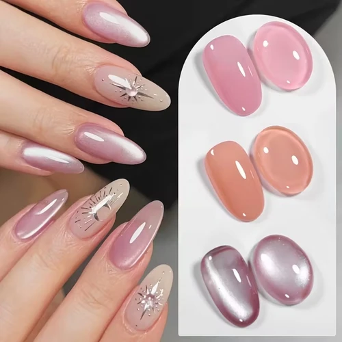 Imagen 1 del producto BORN PRETTY Juego de esmaltes de uñas en Gel magnético, 6 uds., color rosa desnudo, luz de agua, gato, 10ml, translúcido, remojo UV, regalo para manicura