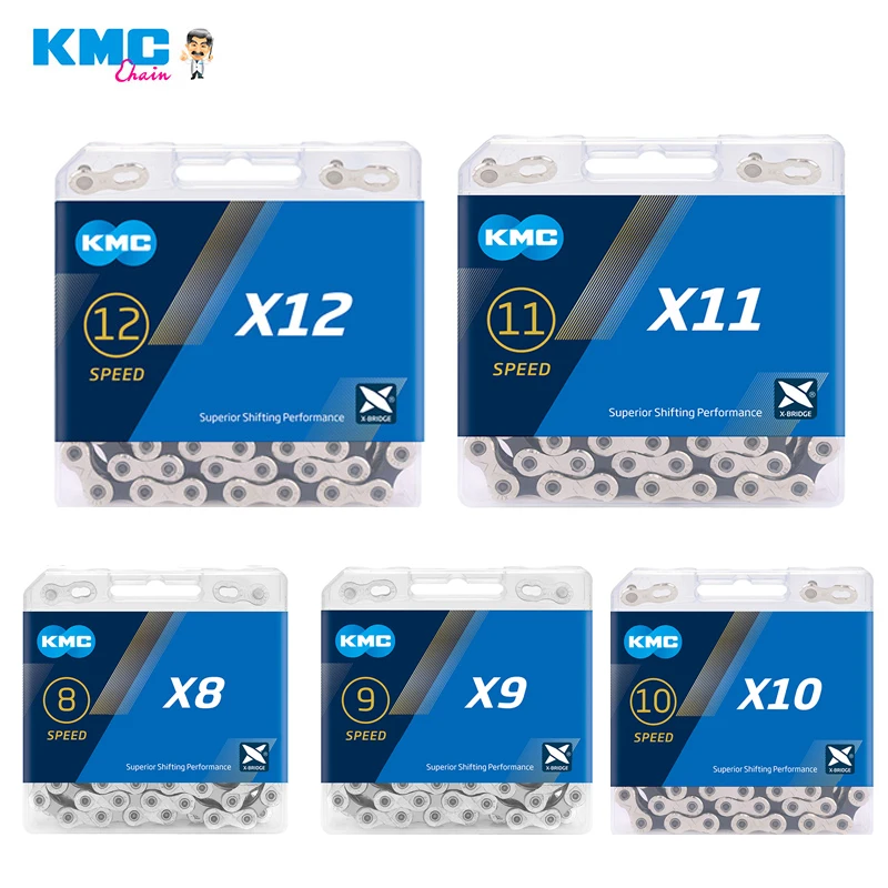 Велосипедная цепь KMC для горных и шоссейных велосипедов, высокоскоростная 8, 9, 10, 11, 12 звеньев, совместимая с Shimano
