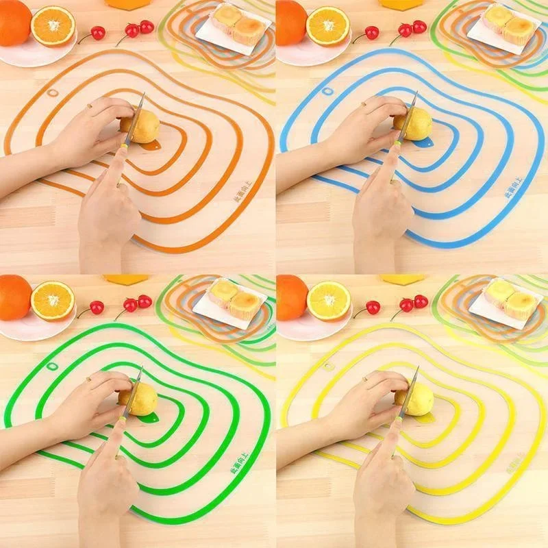 4pcs Kitchen Non-slip Chopping Blocks Tool Flexible Transparent Cutting Board Cutting Boards Classification Chopping Board Pad