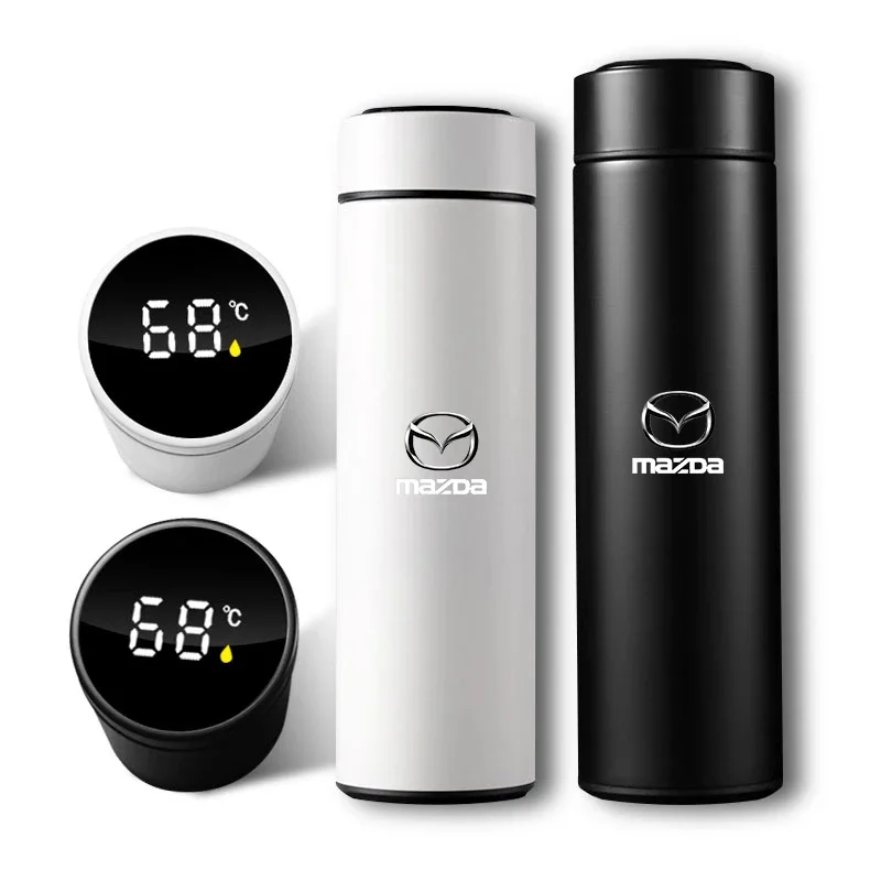 ·Car Emblem Intelligent Temperature Cup Coffee Cup 500ml Stainless Steel For Mazda 3 6 CX5 2 CX3 CX9 MX5 RX8 Axela Demio Atenza