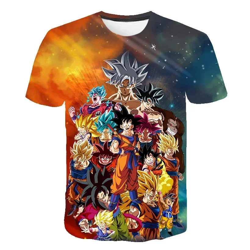 2024 New Fashion Dragon Ball 3D T-shirt Summer Short Sleeve O-Neck Goku Vegeta Men\'s Casual Shirt Boys\'