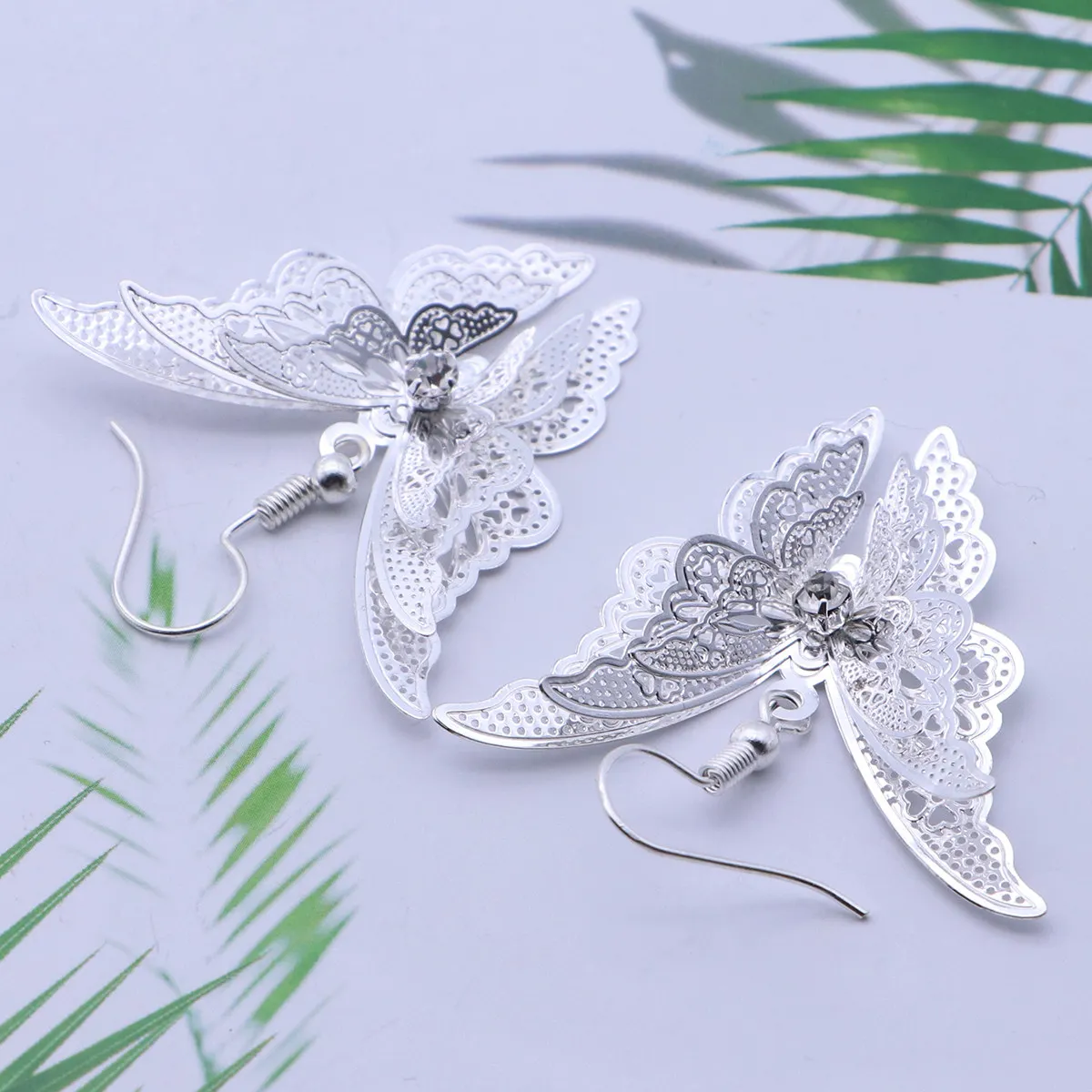 

Butterfly Hollow Out Earrings Elegant Silver Color for Women Fashion Jewelry Gift Holiday Party Anniversary Elegant Earrings