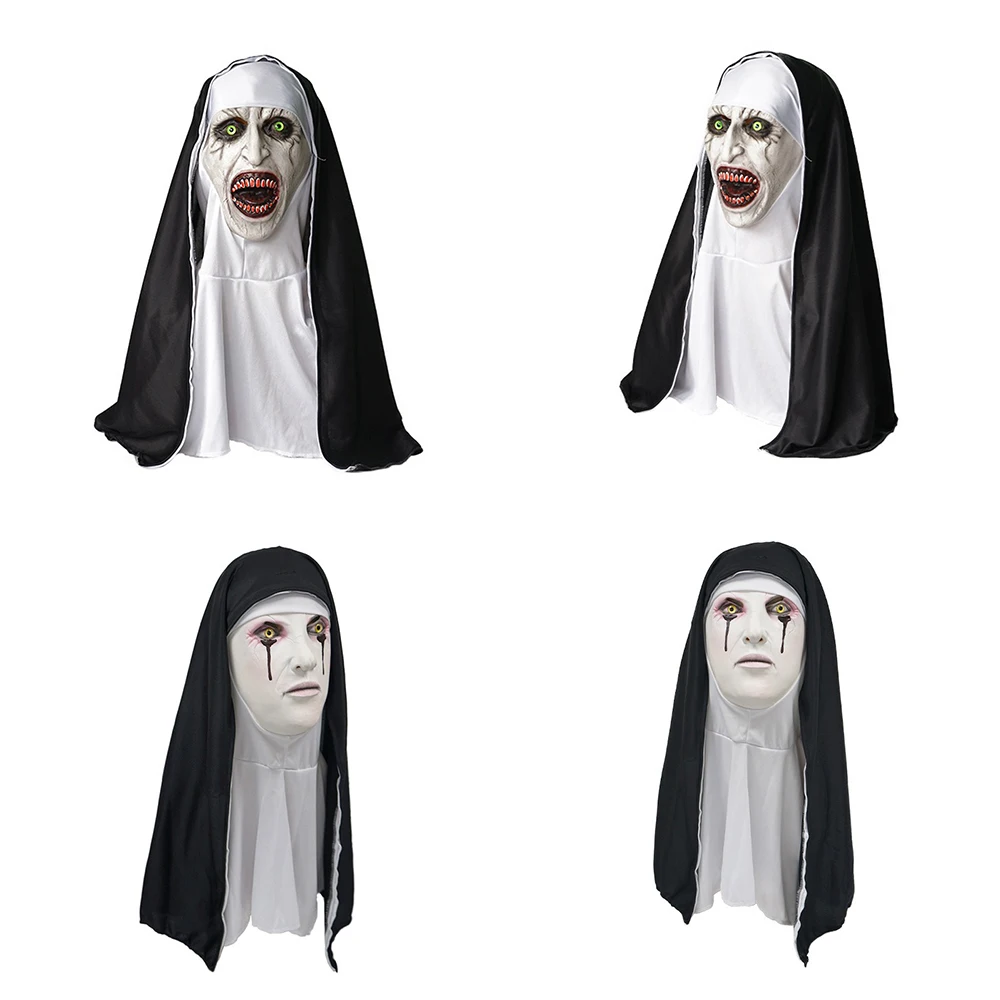 قناع راهبة مخيف للهالوين من The Conjuring 2 - أغطية رأس من اللاتكس للرعب للتنكر على وجه شبح مخيف للمزح