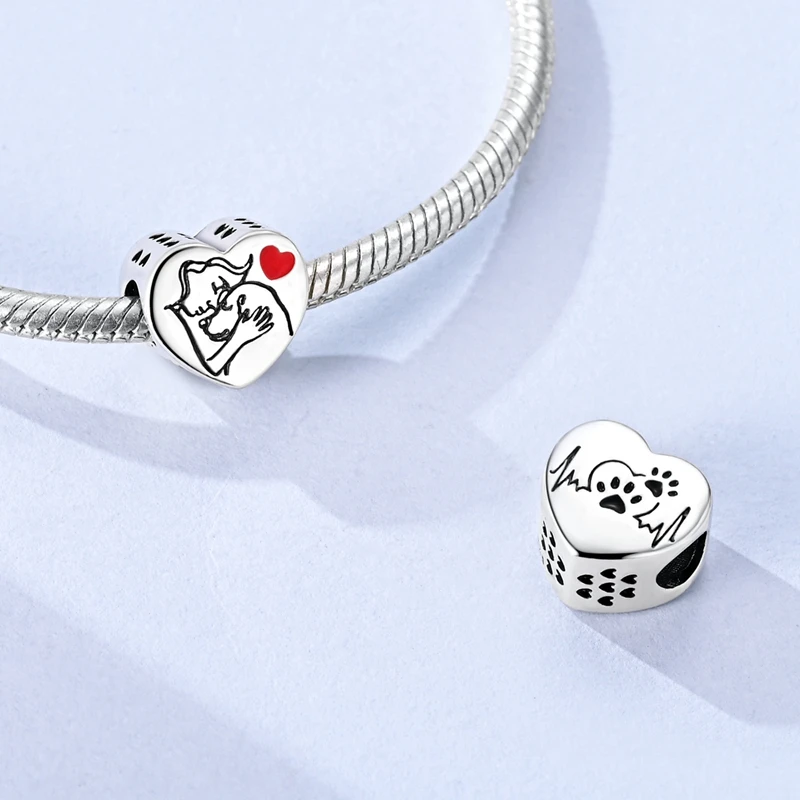 New Love Heart Shaped Beading 925 Sterling Silver Family Love Friendship Charms Fit Original Bracelet Women DIY Jewelry Gifts