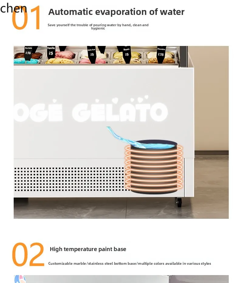 ตู้โชว์ไอศกรีม ZML ตู้แช่แข็งระบายความร้อนด้วยอากาศเชิงพาณิชย์ ตู้แช่แข็งอุณหภูมิต่ําไอศกรีมทํามือ