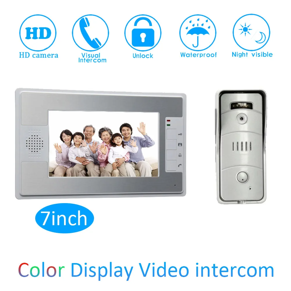 Monitor de 7 pulgadas para mejorar el hogar, videoportero Digital de seguridad para el hogar, intercomunicador de Control de acceso a la puerta, color blanco, 1 Juego