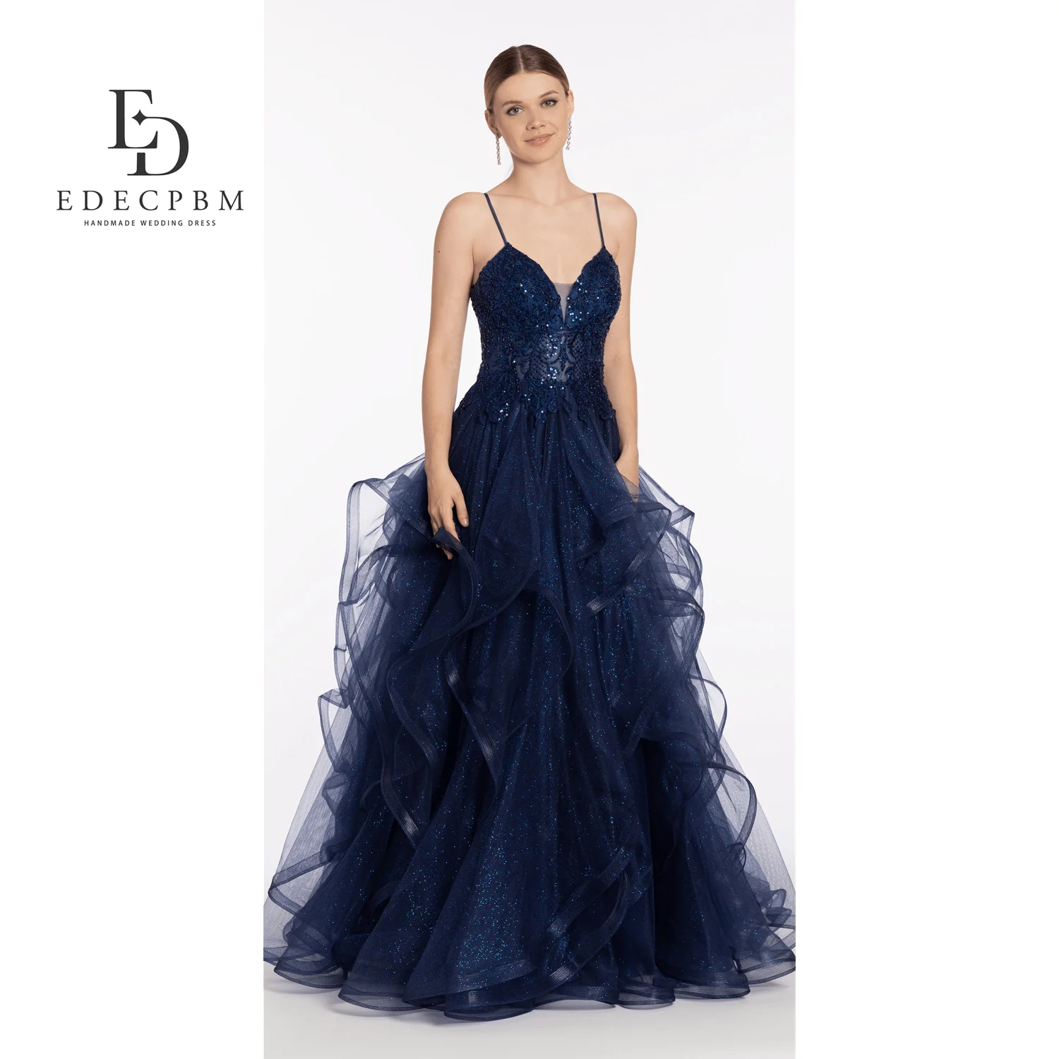 EDECPBM Robes De Gala فساتmaveramavera★ Robes De Soirée De Luxe Personnalisées pour Femmes pour Occasions Spéciales Robes De Festa Bleu Marine