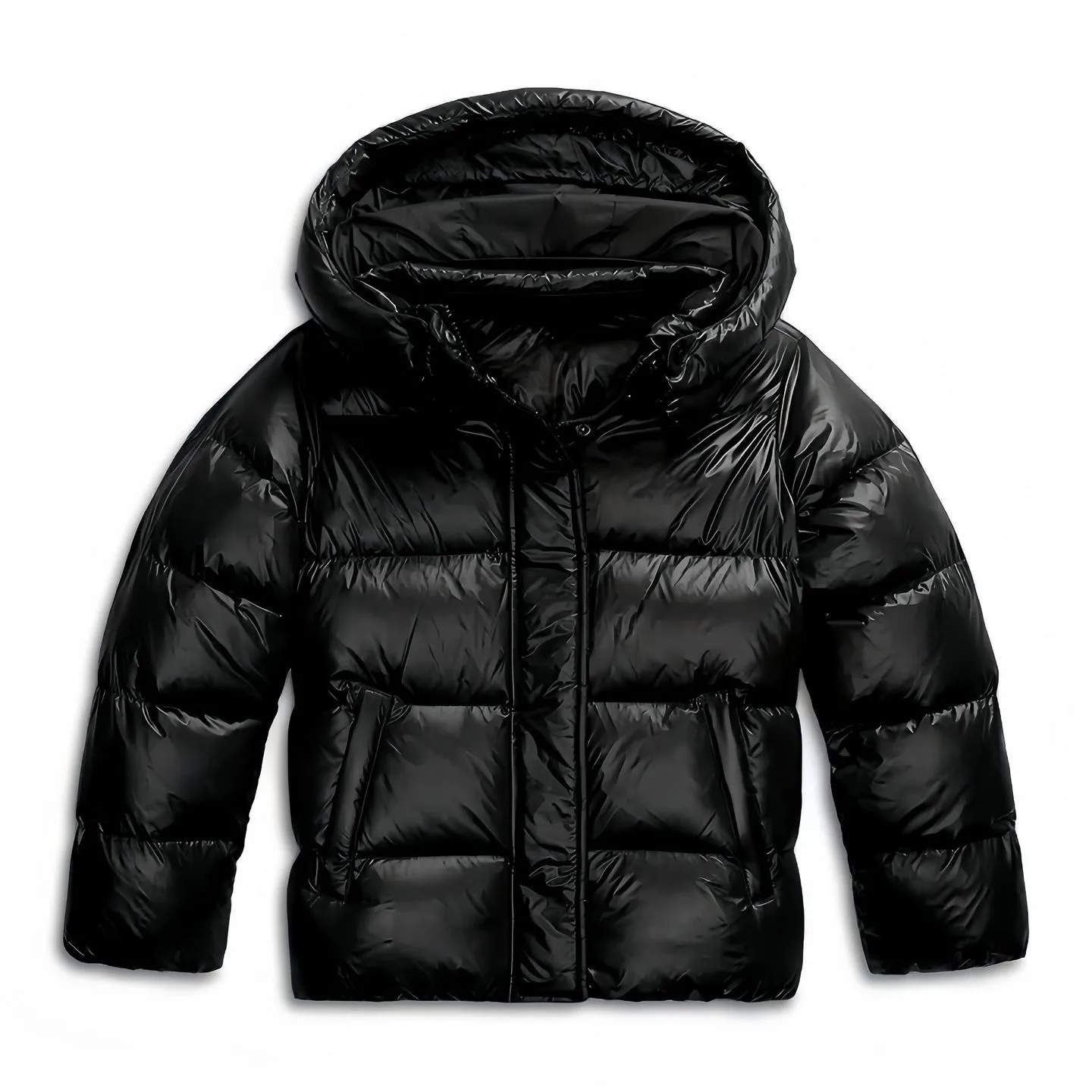 Women's Hooded Loose Fit Solid Color Long Sleeve Zipper Padded Jacket Coat Female Down Coats And Parkas With Functional Pocket