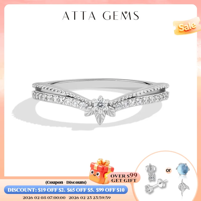 

ATTAGEM штабелируемое кольцо из синтетического муассанита для женщин, стерлинговое серебро 925 пробы ручной работы, желтое золото, корона, обручальное кольцо, ювелирные изделия