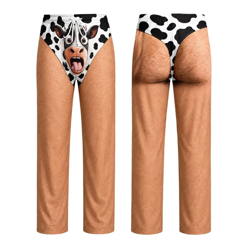 Male Women Men's funny Christmas Halloween themed underwear with 3D printing visually illusory humorous personalized long