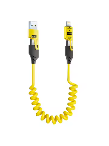 Zinc Alloy USB-C 4IN1 65w Fast Charging Cable for iPhone Usb Type C Cable For iPhone Xiaomi Samsung PD spring data cable