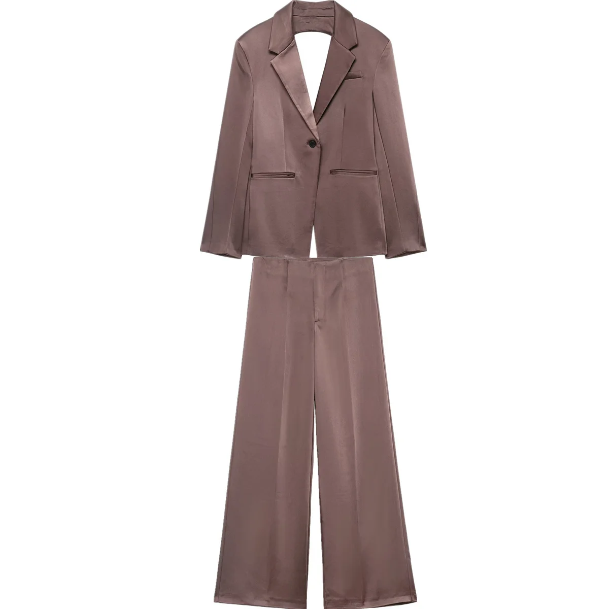 

Dave&Di French Fashion Lady Party Woman Clothing Elegant Satin Blazer Jacket Suit Top And Pants Set Two Piece Set,Women's Suit