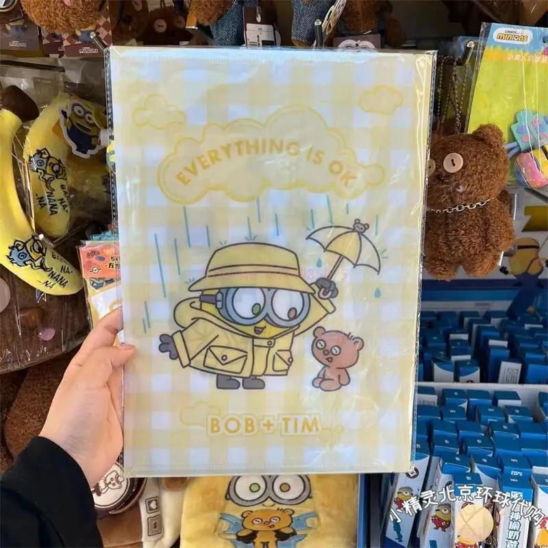 Minions Cartoon Folder Cute L-shaped Waterproof File Bag Pvc Information Office Folder Student Stationery