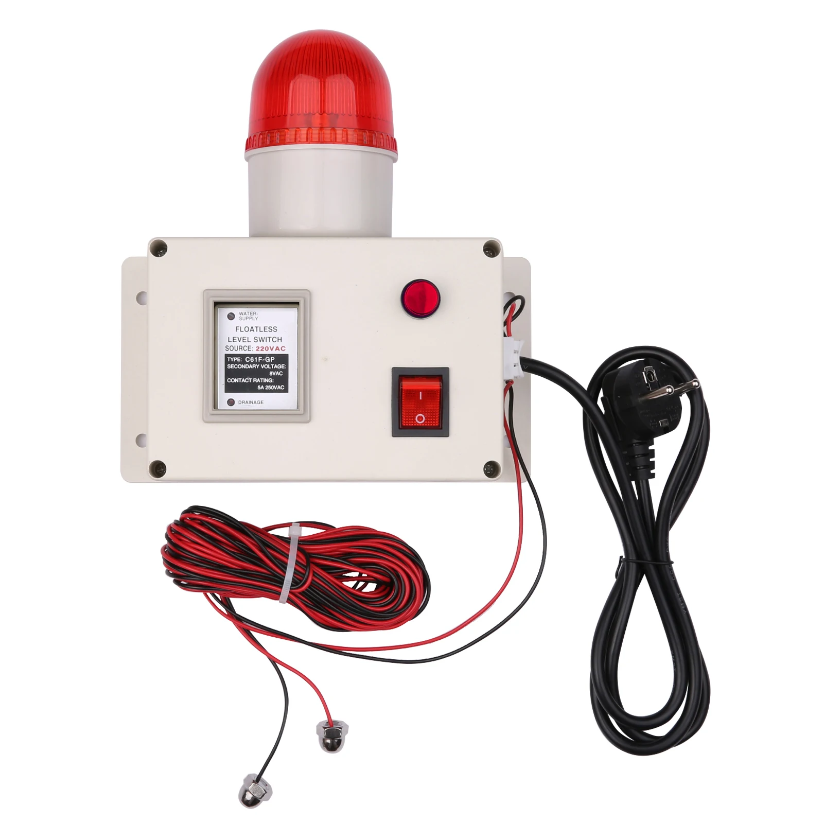 Water Level Indicator Alarm Sensor Waterline Indicating Alarm Low or High Water Level Sensor Alarm with Silencer Switch