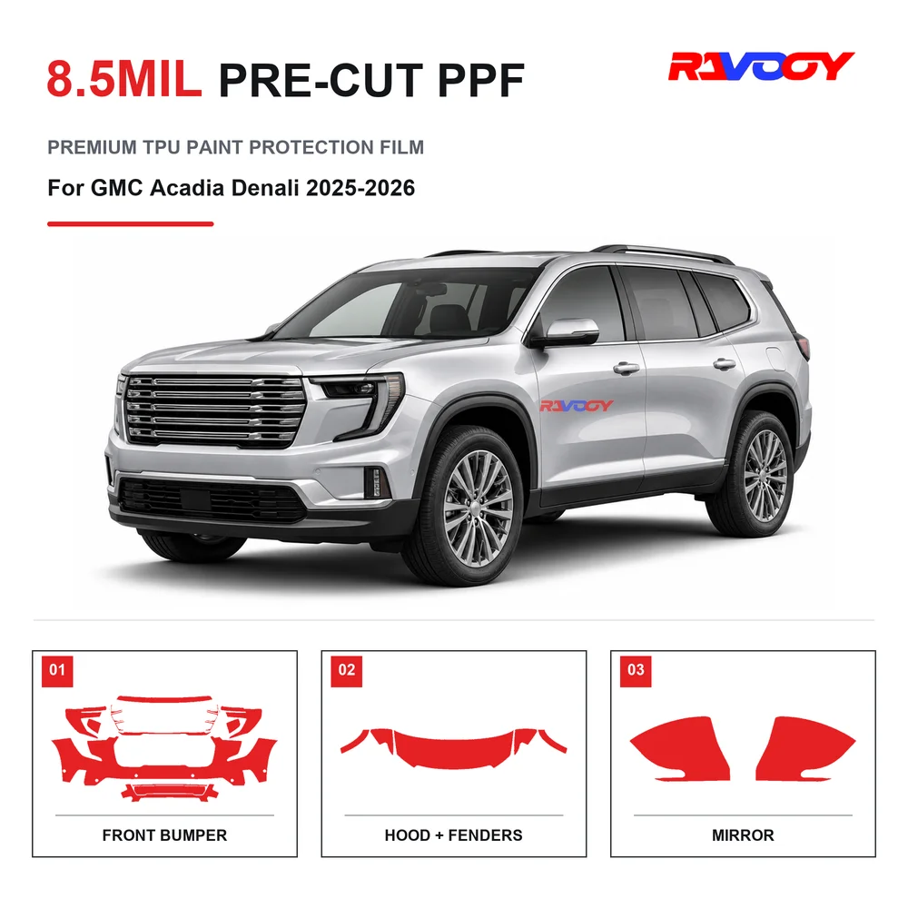 Precut PPF For GMC Acadia Denali 2025-2026 8.5mil TPU Clear Paint Protection Film Self Healing Hydrophobic UV Stone Chip Guard