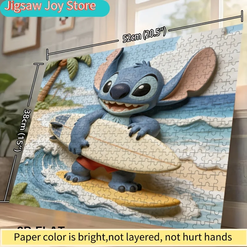 Puzzle 2D, płaskie, Disney, Stitch i Myszka Miki, odpowiednie dla dorosłych - wymagające łamigłówka, nostalgiczne dekoracja na ścianę lub przy łóżku