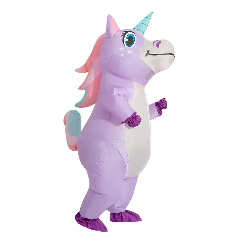 Disfraz inflable de unicornio púrpura para adultos y niños, disfraces de arcoíris para Halloween, Disfraces para mujeres y hombres adultos, disfraz