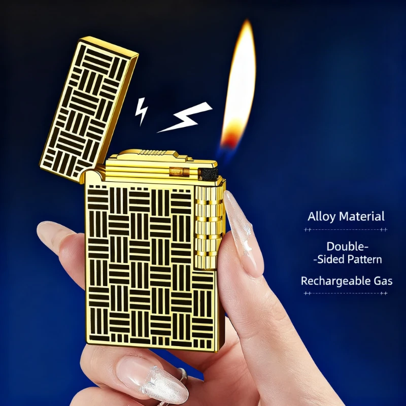 

New Style Loud Steel Sound Lighter - Side-Sliding Grinding Wheel, Refillable Slanted Flame, High-End Gift for Men Tool