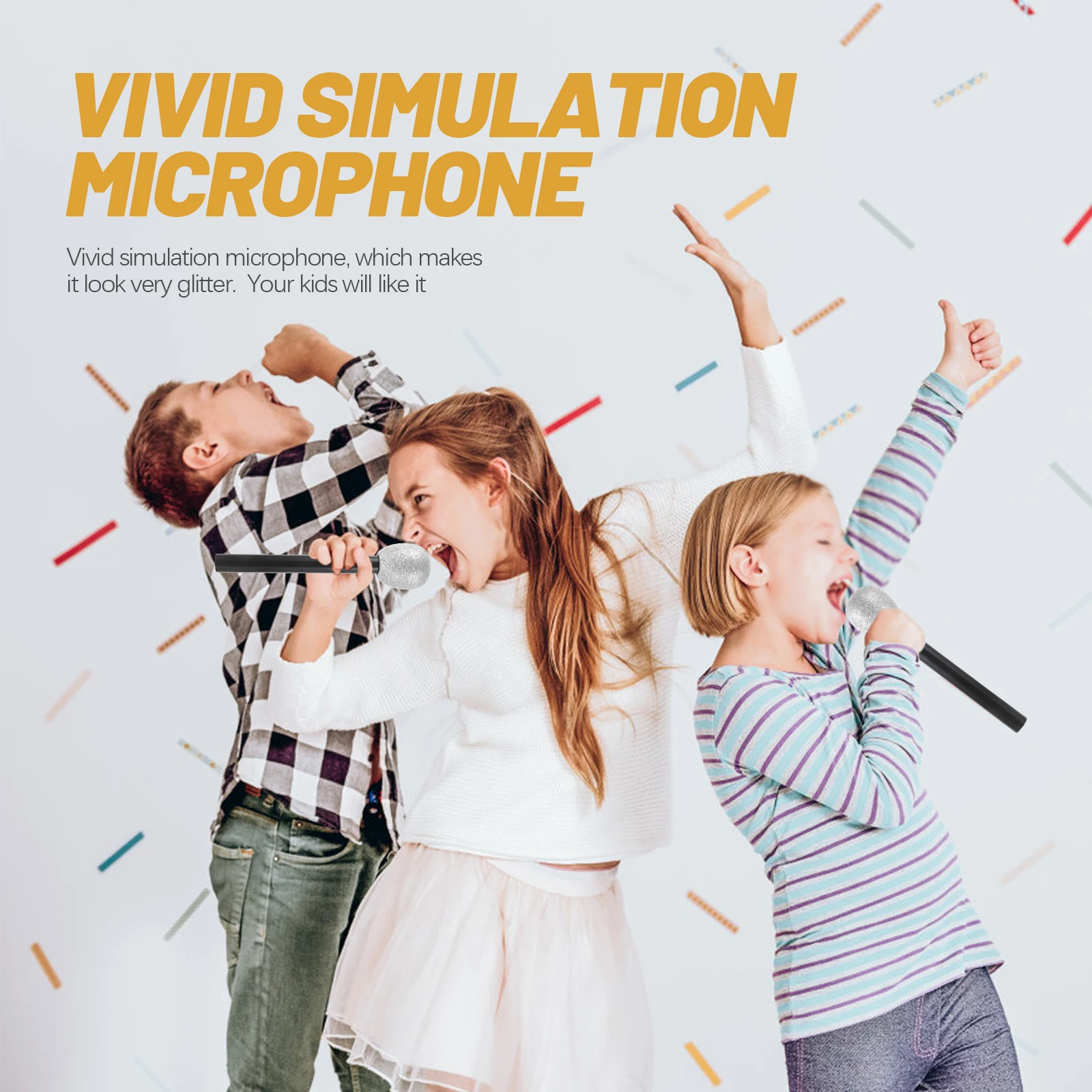 

2 Pcs Fake Microphones Foam Microphones for Kids Stage Props Toy Glittered Fake Mic Safe Lightweight