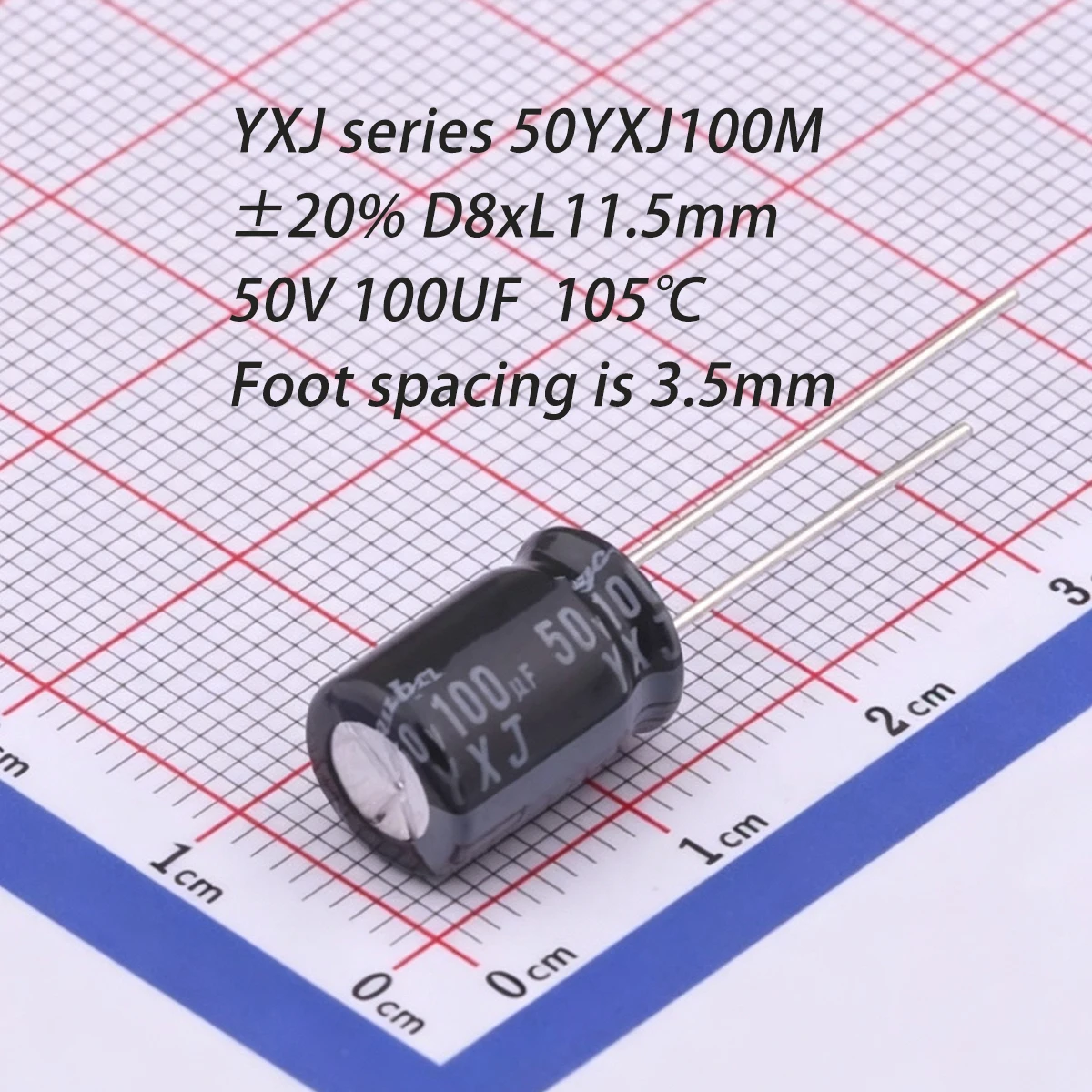 10~20PCS 50YXJ100M8X11.5 ±20% D8mm*L 11.5mm 50V 100UF 100μF 105°C Foot spacing is 3.5mm NEW ORIGINAL DIP Electrolytic Capacitor