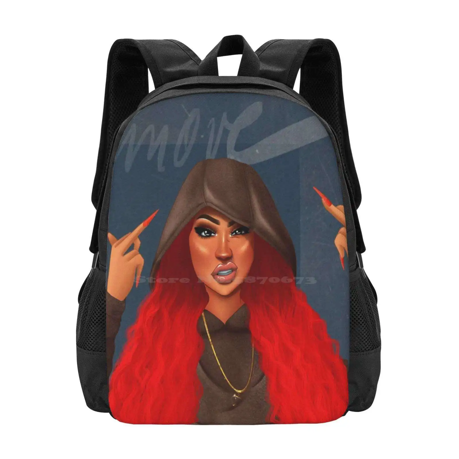 Move Pattern Design Bag Student'S Backpack Badmomzjay Kubodsgn Baddie Bad Girl Flex Details Selfmade Sketch Pink Blue Glitter