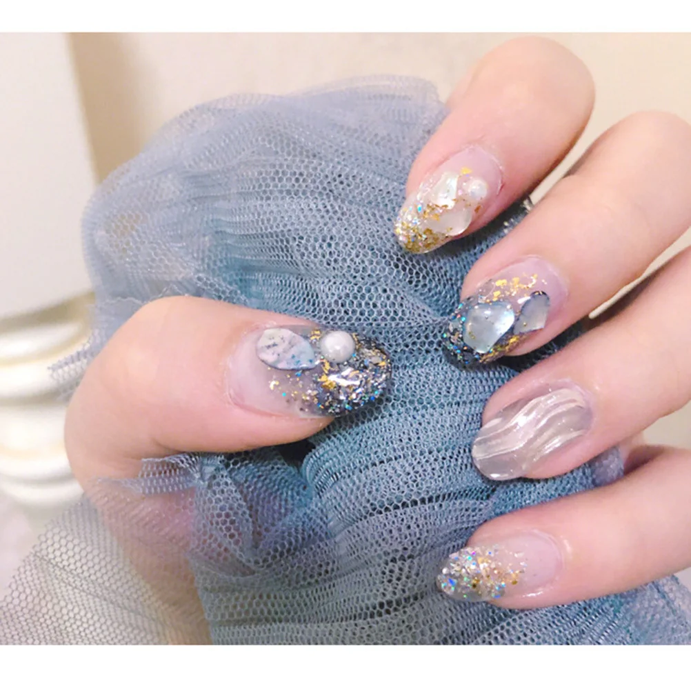 1 set di adesivi per nail art con conchiglia colorata, decalcomanie per manicure delicate per nail art creativi fai da te, adatti per le feste, le unghie, le paillettes