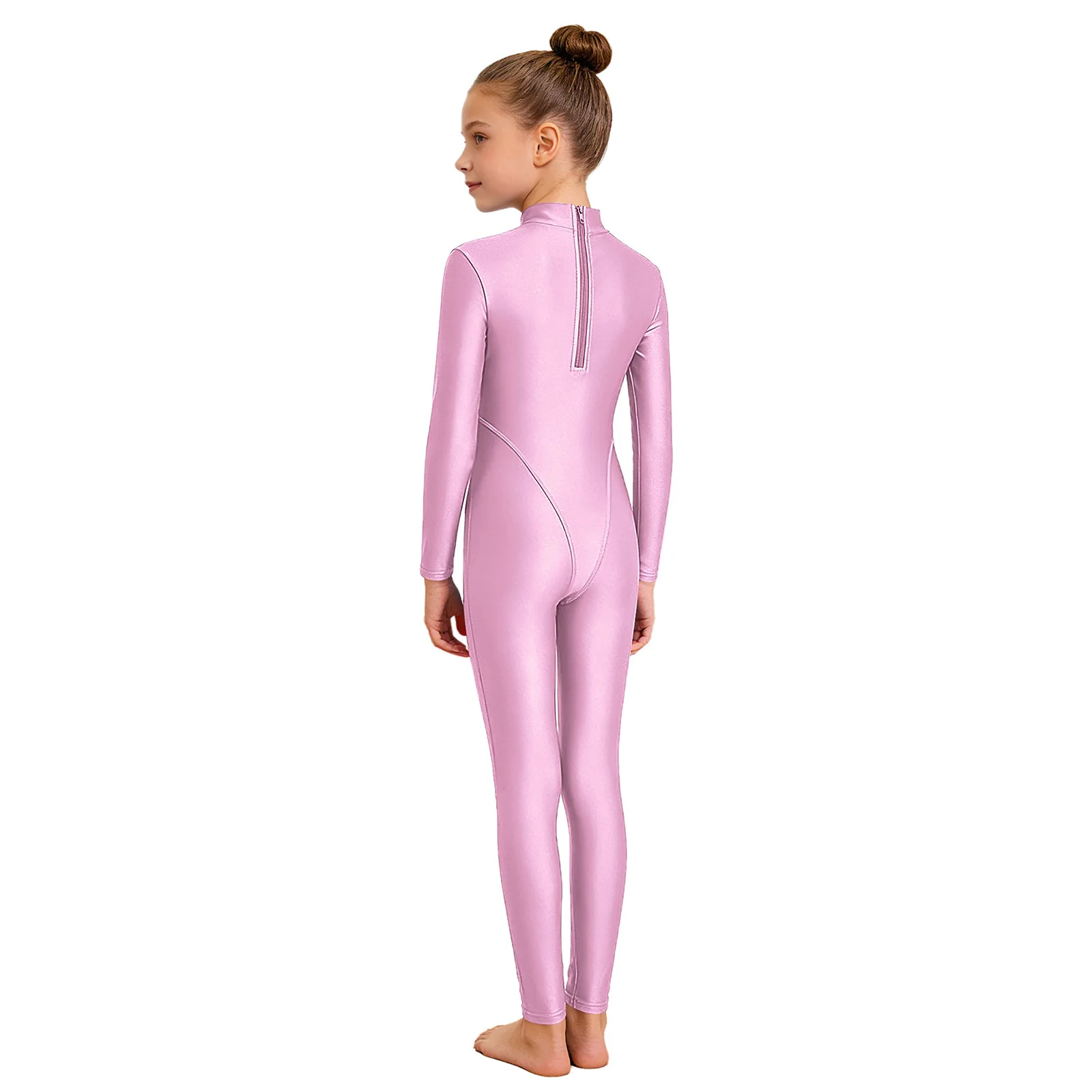 Kids Girls Ballet Dance Jumpsuits Full Body Leotards Long Sleeve Zipper Dance Jumpsuit Unitard Yoga Gymnastics Leotard Dancewear