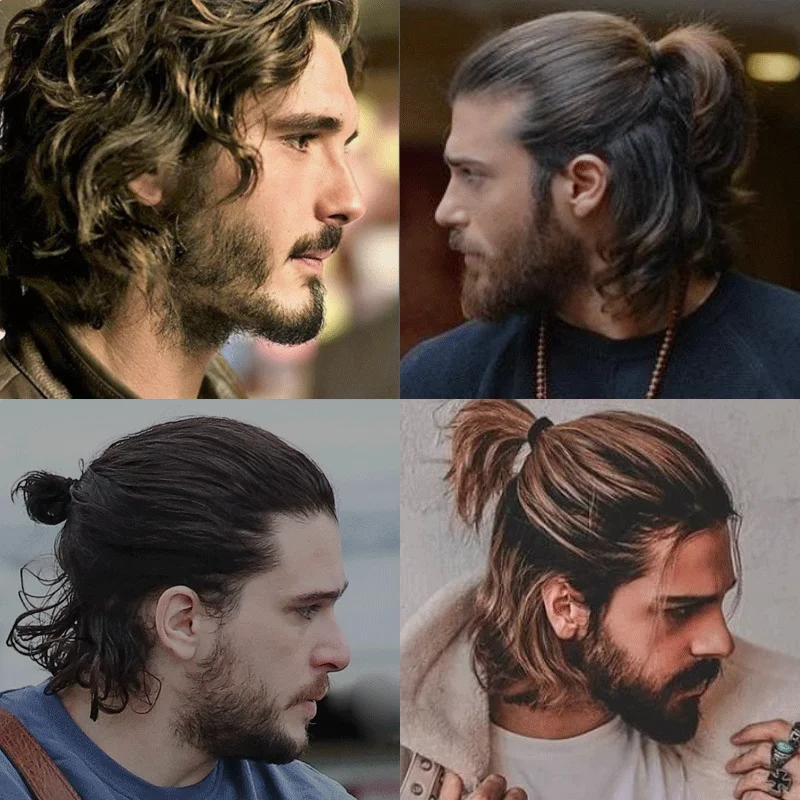 12 بوصة خط الشعر الطبيعي الشفافية كامل الدانتيل الشعر المستعار عقدة التبييض تصفيفة الشعر الطويل 100% نظام استبدال الشعر البشري للرجال #4