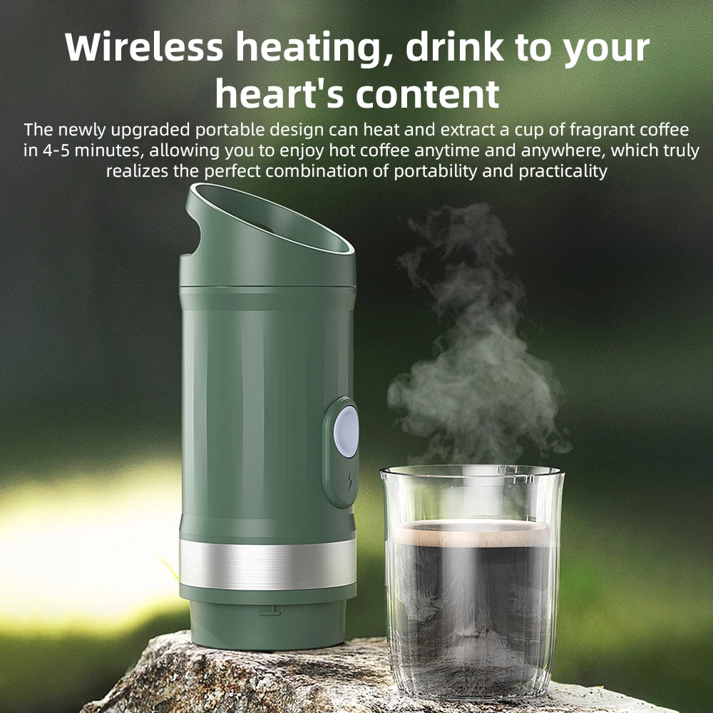 

Portable Electric Espresso Coffee pot Machine 3oz Coffee Maker with 3-IN-1 20Bar Pump Pressure Rechargeable 9600mAh Battery
