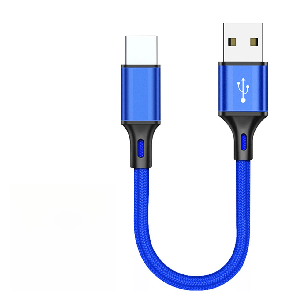 Krótki kabel USB-A do Type-C o długości 0,25 m, 3A, szybkie ładowanie, synchronizacja danych, nylonowa plecionka, do power banku, iPhone 15, Samsung, telefonów Android. — 2