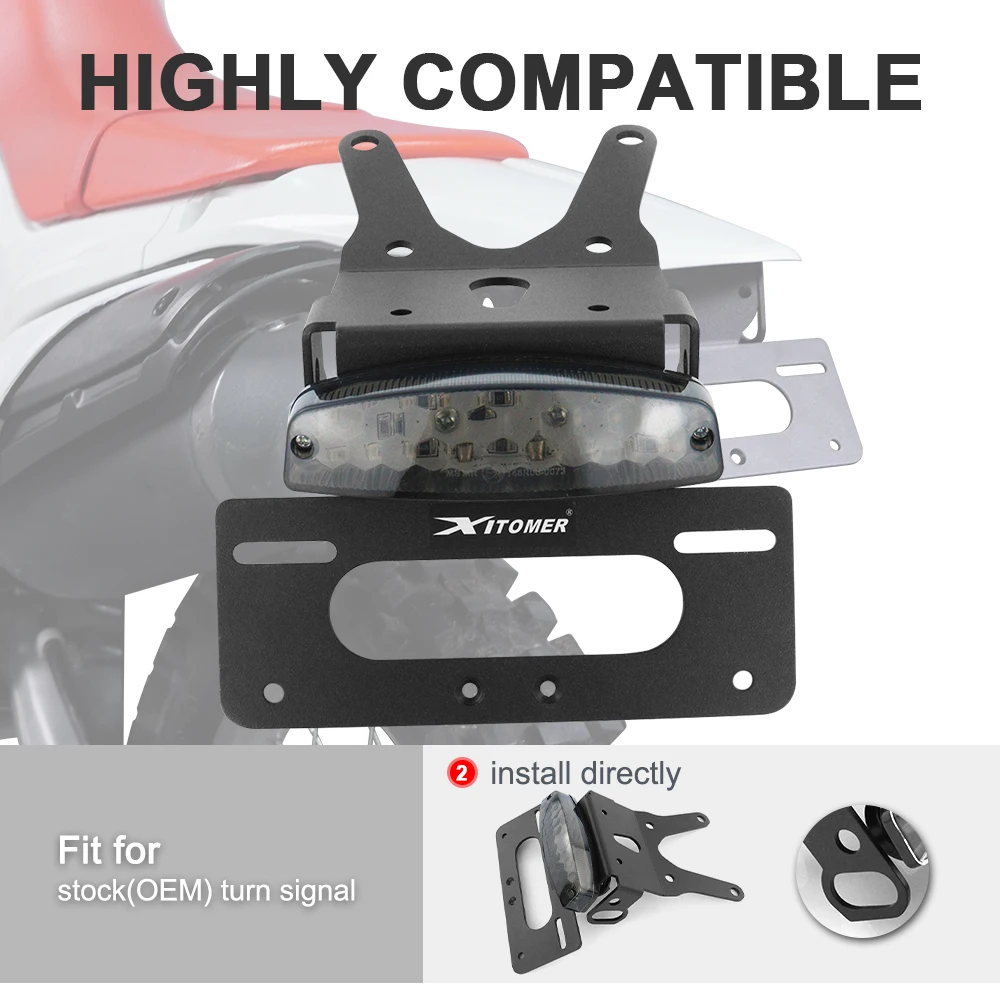 Kit Eliminatore Targa Con Luce LED Per Honda CRF250L 2013-2019 – Supporto Portatarga Posteriore, Parafango Eliminato, Facile Da Montare