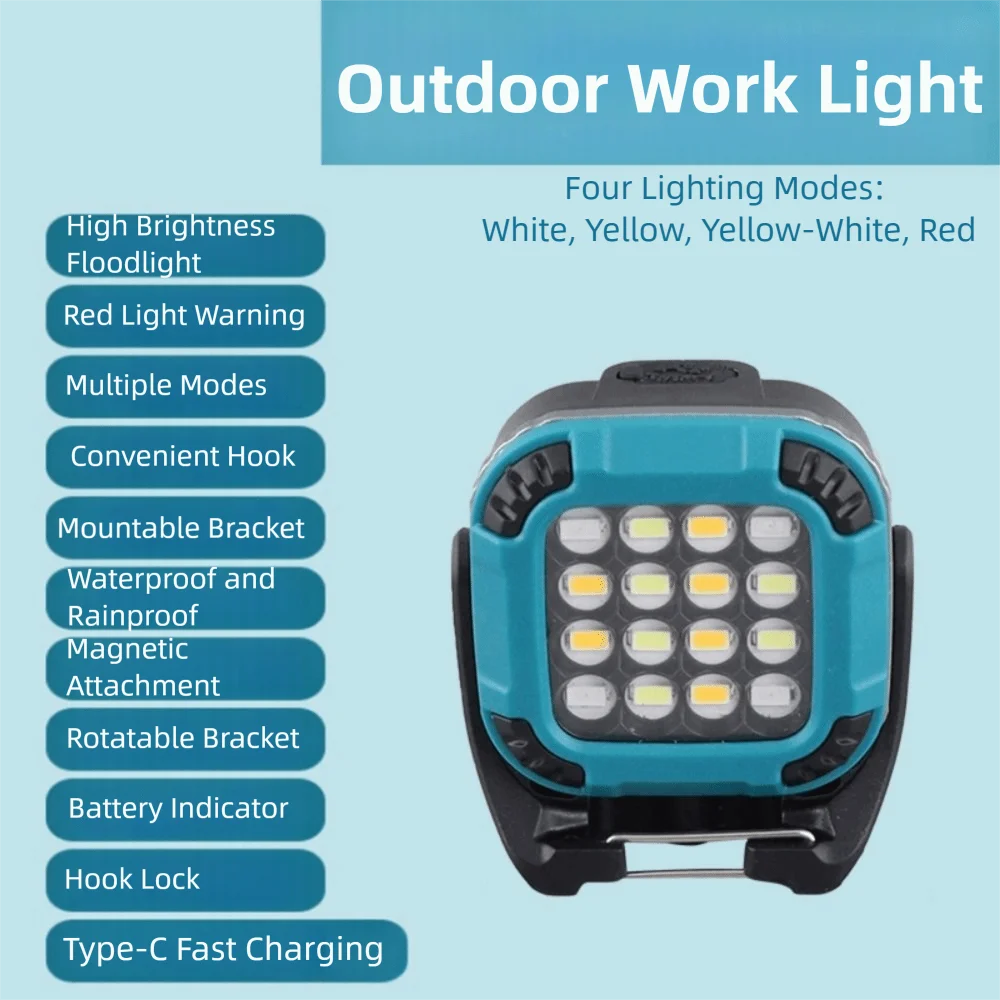 

Super Bright Camping Led Work Light Compact Portable Magnetic Work Light Waterproof 1200mAh Mini Camping Light Walking