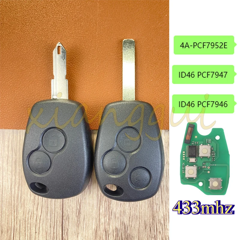

433MHz ID46/4A Chip PCF7946/PCF7947/PCF7952E Car Remote Key for Renault Twingo DACIA Logan Sandero Kangoo Duster Modus Clio 3