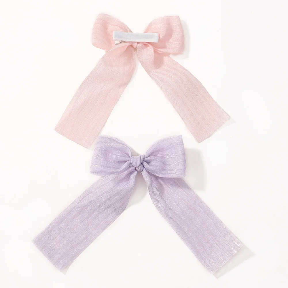 Retro Solid Color Bow Hairband Long Tassel Hairpin Sweet Korean Style Gift Classic Decoration Baby Hair Accessories Shark Clip