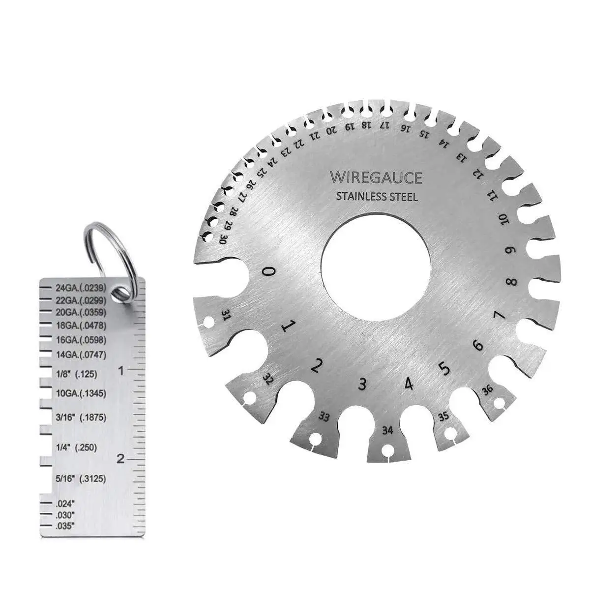 0-36 Round AWG SWG Wire Gauge Thickness Ruler Gauge Diameter Stainless Steel Measurer Tool