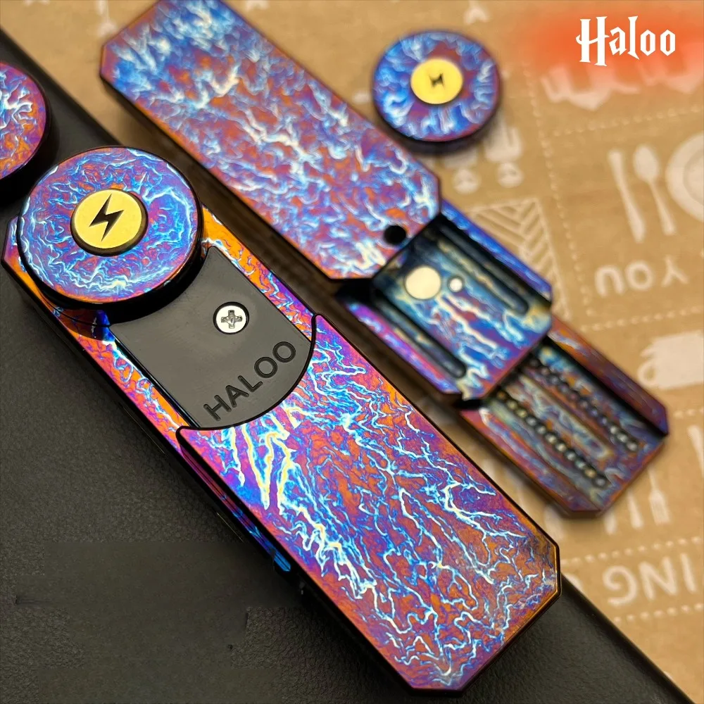 HALOOPLAYER Storm Titanium Tuning Fork Multifunctional Push-to-Rotate Rotor Fingertip Decompression Toy