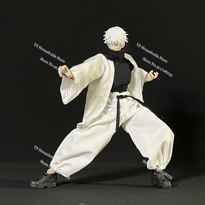 

1/12 Man Soldier Black Teacher Uniform Anime Jujutsu Kaisen Shinjuku Fighting Cloth Set For Gojo Satoru Romankey Body Decors