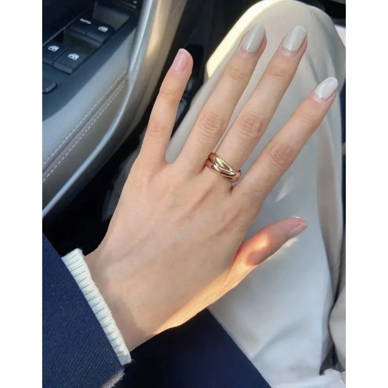 YISON Classic Trinity Rings High Quality Cross Three-Color Three-Ring Plated 18K Gold Fashion Ring for Women Beautiful Gifts