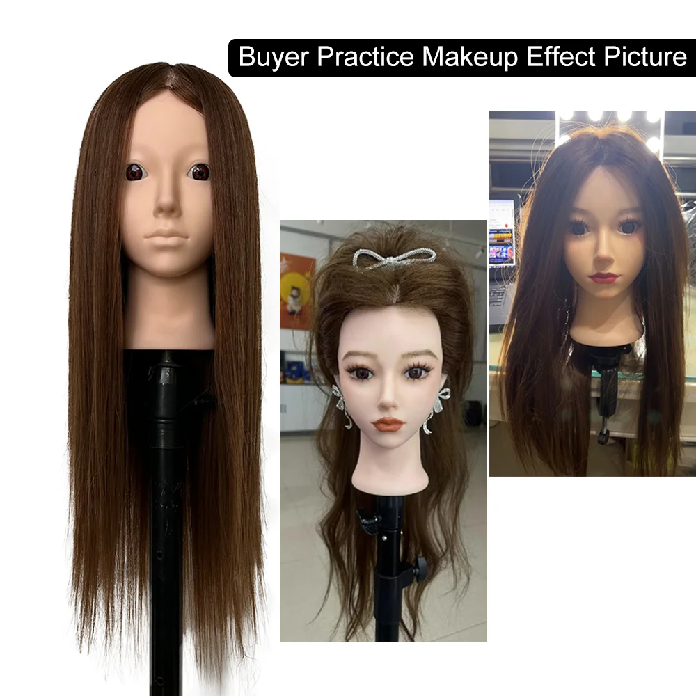 22'' Mannequin Head With 95% Human Hair Styling Training Head Dolls for Cosmetology Manikin Maniquins Practice Head