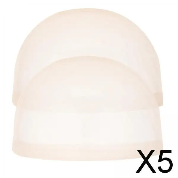 

5xWig Cap Nylon Invisible Real Thin Bald Stocking Caps for Cosplay Women Beige