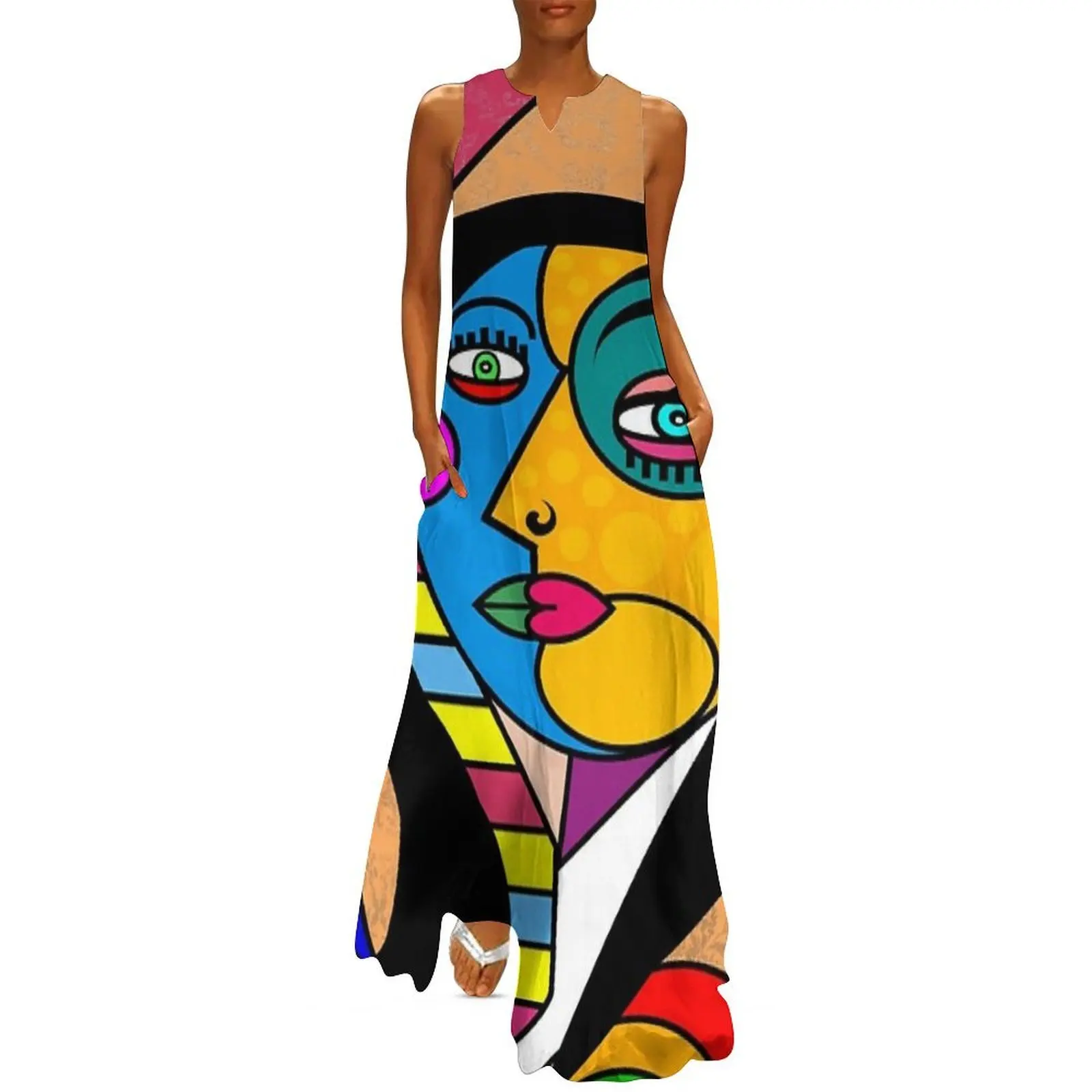 

Funky Abstract Mona Lisa Art Face Long Dress sexy short dresses daring wedding dresses for parties evening dress woman