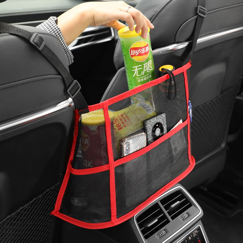 Car Seat Net Pocket Large Capacity Handbag Purse Holder Bag Organizer Storage Pet Net Barrier Dog Pouch Between Back Seats