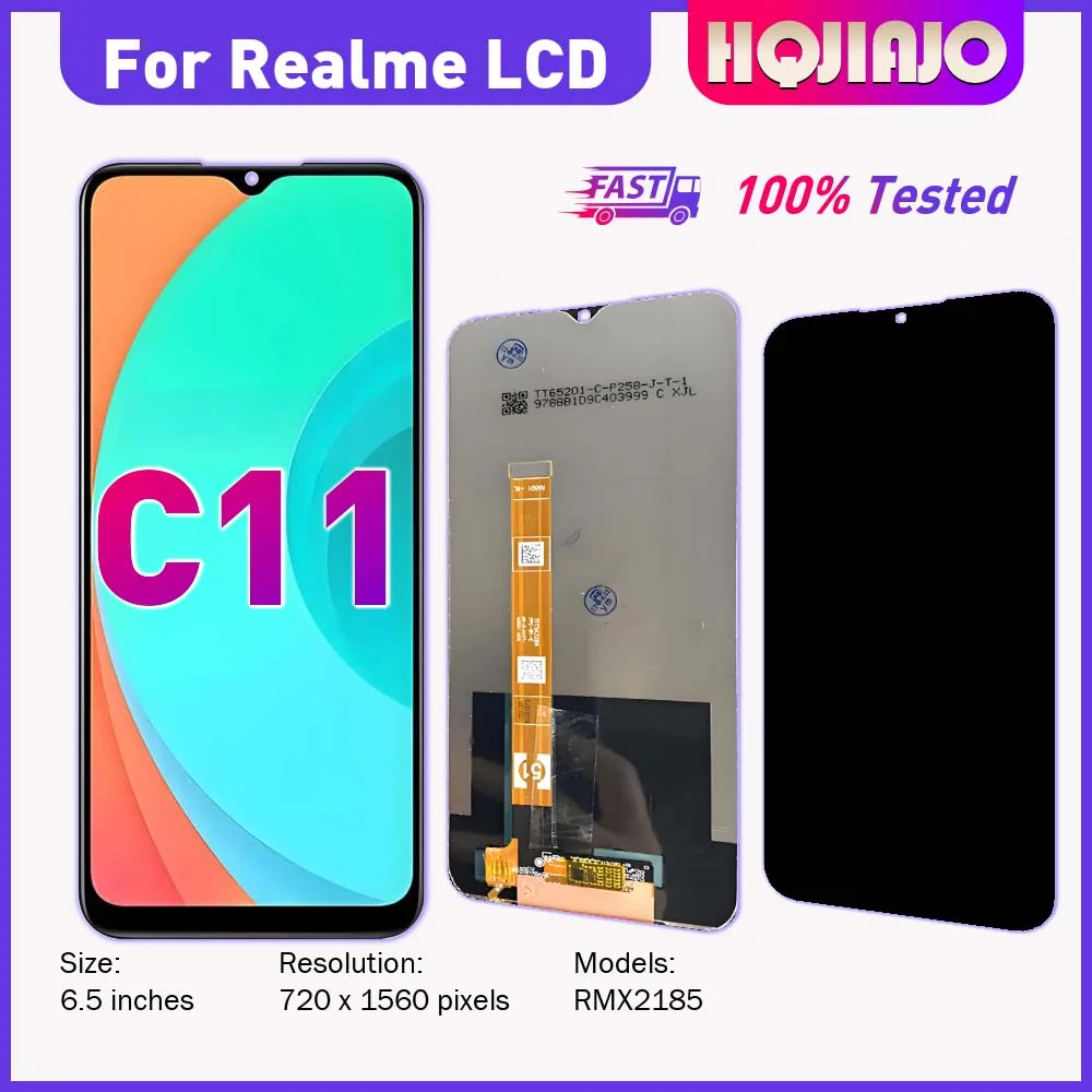 Высококачественный 6,5-дюймовый IPS LCD-дисплей с сенсорным экраном для Realme C11 RMX2185, запасная часть для ремонта, модуль c11.