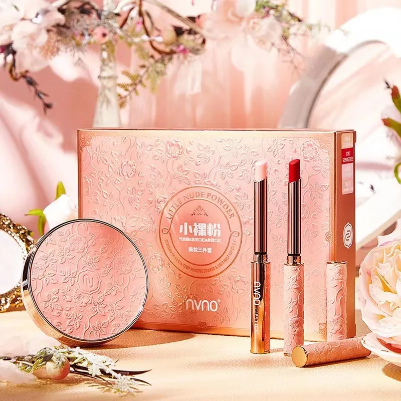 

3pcs Makeup Set 3 in 1 Lipstick Dream Gift Box Lipstick Air Cushion BB Cream Cosmetics Makeup Base Cosmetics Kit