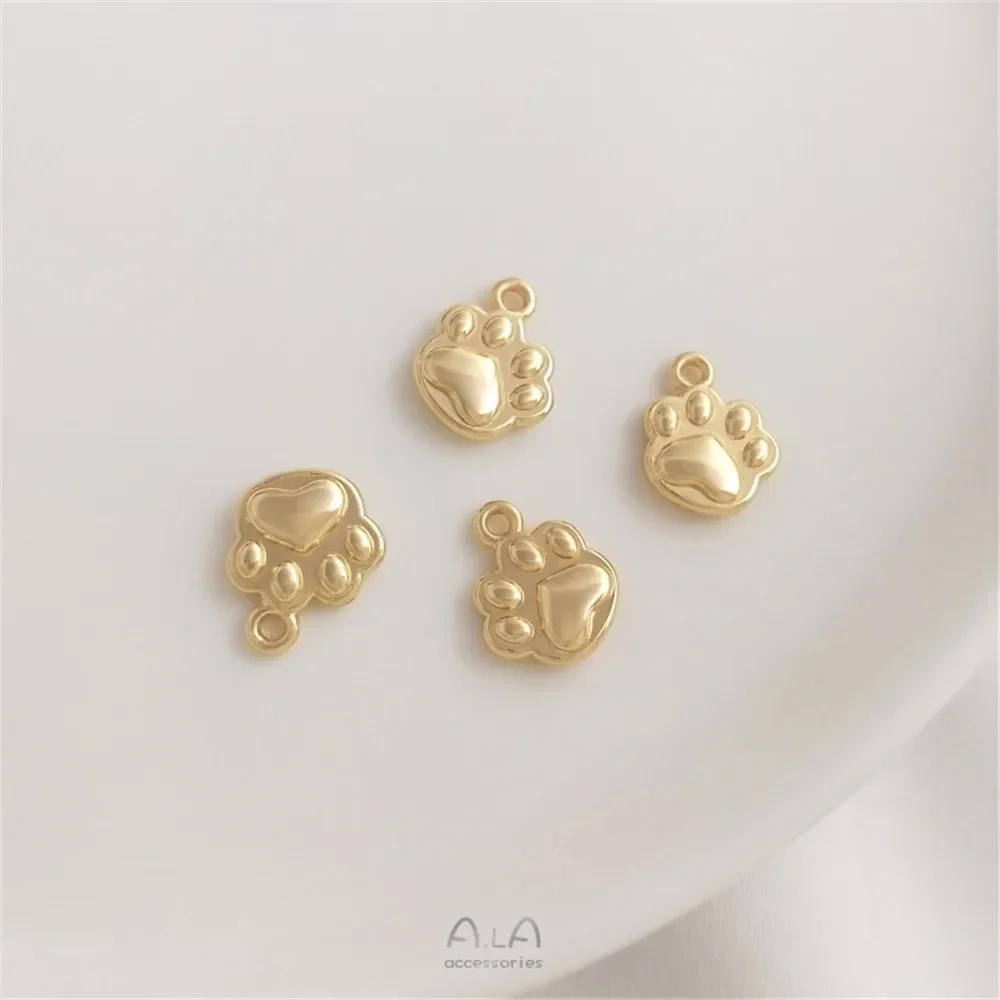 

14K pack real gold Bao color cat paw Lucky cat Pendant Deer Astronaut Moon Pendant DIY bracelet ornaments hanging ornaments