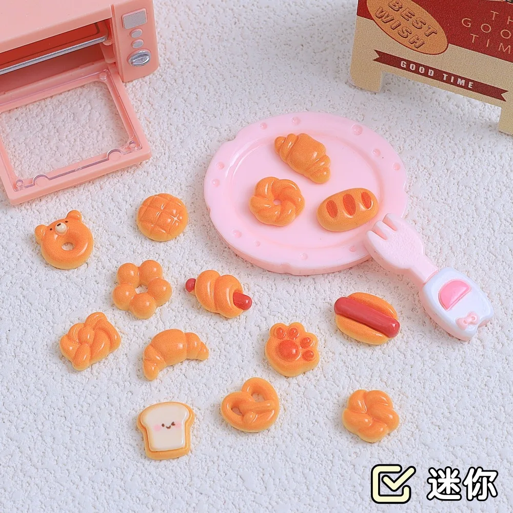 10pcs/lot Cartoon Bear Cake Bread Flatback Resin Cabochon Scrapbooking For DIY Crafts Jewelry Making Dollhouse Accessories