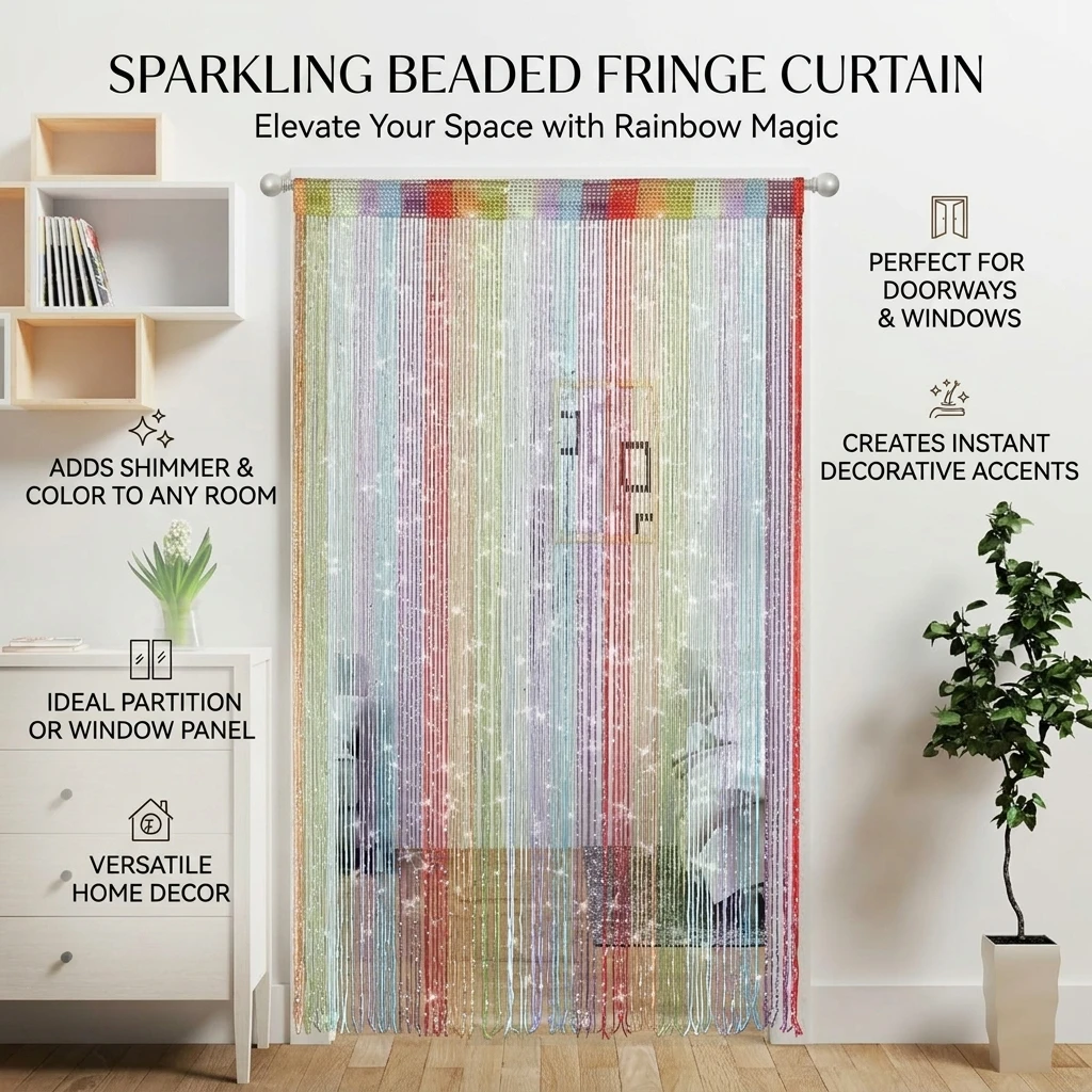 2x1m Glitter Door Curtain Sparkling Tassel Decorative Curtain For Doors And Windows Festival Party Home Decor Christmas Decors view 2