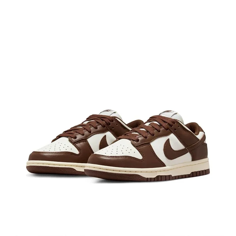 Original nike dunk low'superfícies em marrom e vela' sapatos de skate feminino chocolate marrom branco DD1503-124